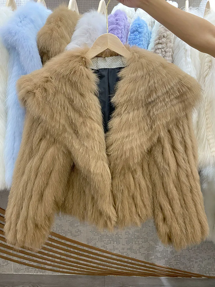 

FURTJY 2023 Arrival Women Winter Fashion Natural Big Real Fox Fur Collar Warm Lady's Short Natural Fox Fur Overcoat New