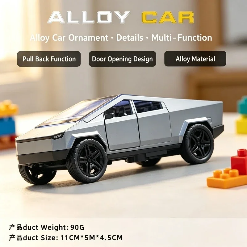 1:32 Scale Alloy Car Model Police Pickup Truck, Diecast Simulation Vehicle, Open Doors, Sound Light Function, Detailed Miniature