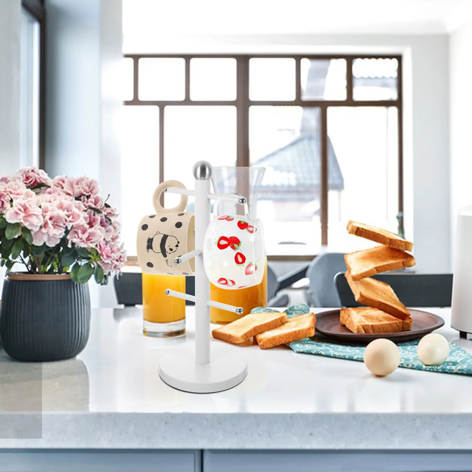 

Sturdy Iron Mug Tree Coffee Cup Holder Organizer for Counter Top Drying Mug Rack Tea Cup Storage Stand Kitchen Countertop
