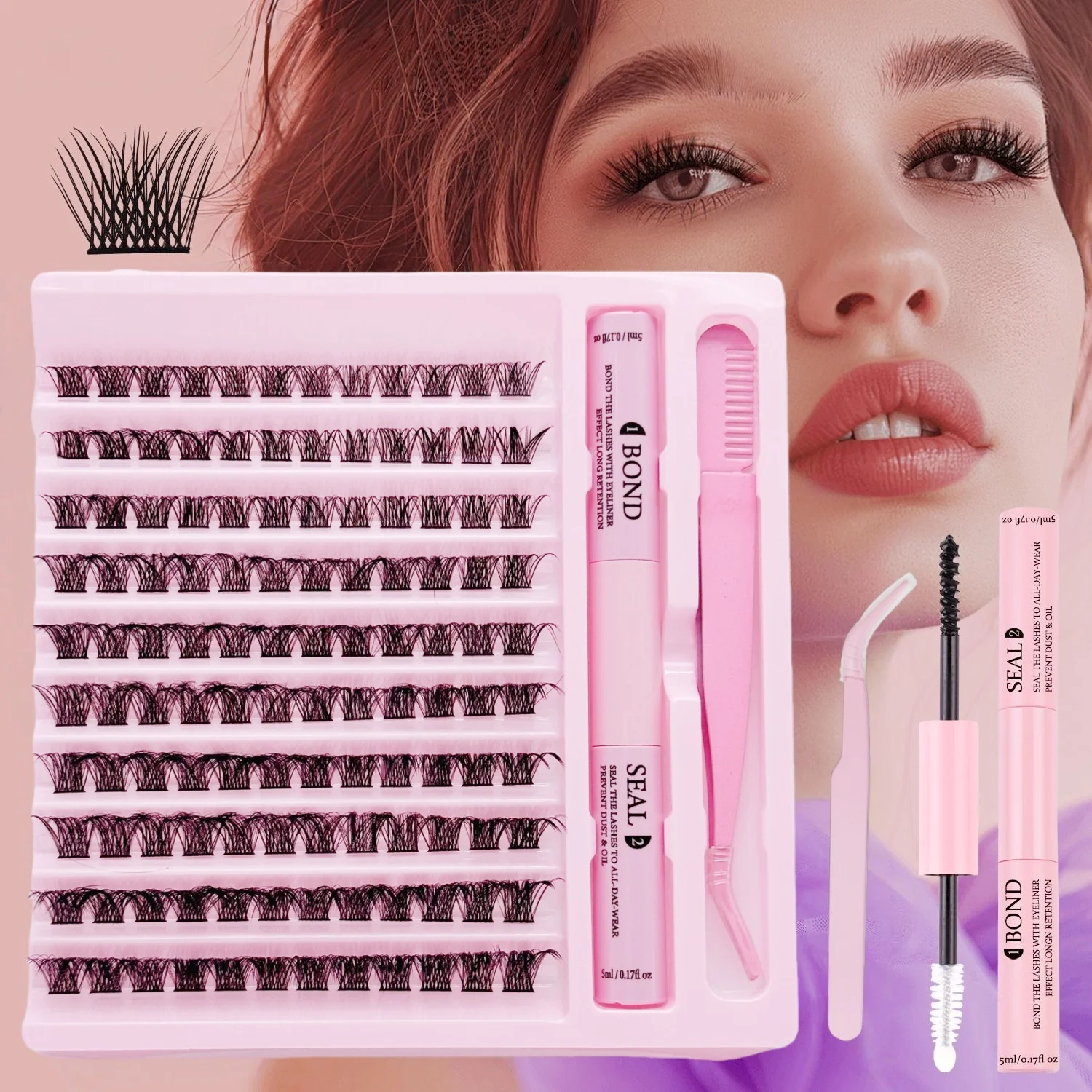 1 Set Of 30D Full Eyelash Extender Cluster, Artificial Cat Eye False Eyelash Adhesive And Sealant(Glue and tweezers are randomly