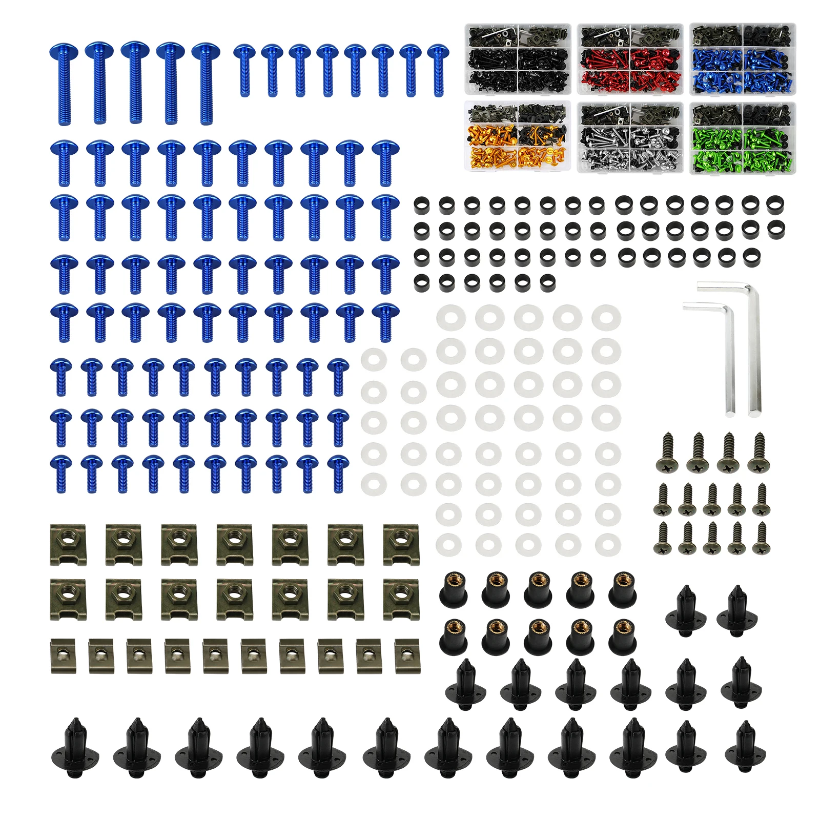 253pcs Aluminum Windscreen Screws Fairing Bolt Kit for Yamaha YZF R1 R1M R1S R6 R6S FJ1200 FZR1000 FZR600R TZ250 TZ350 YSR50