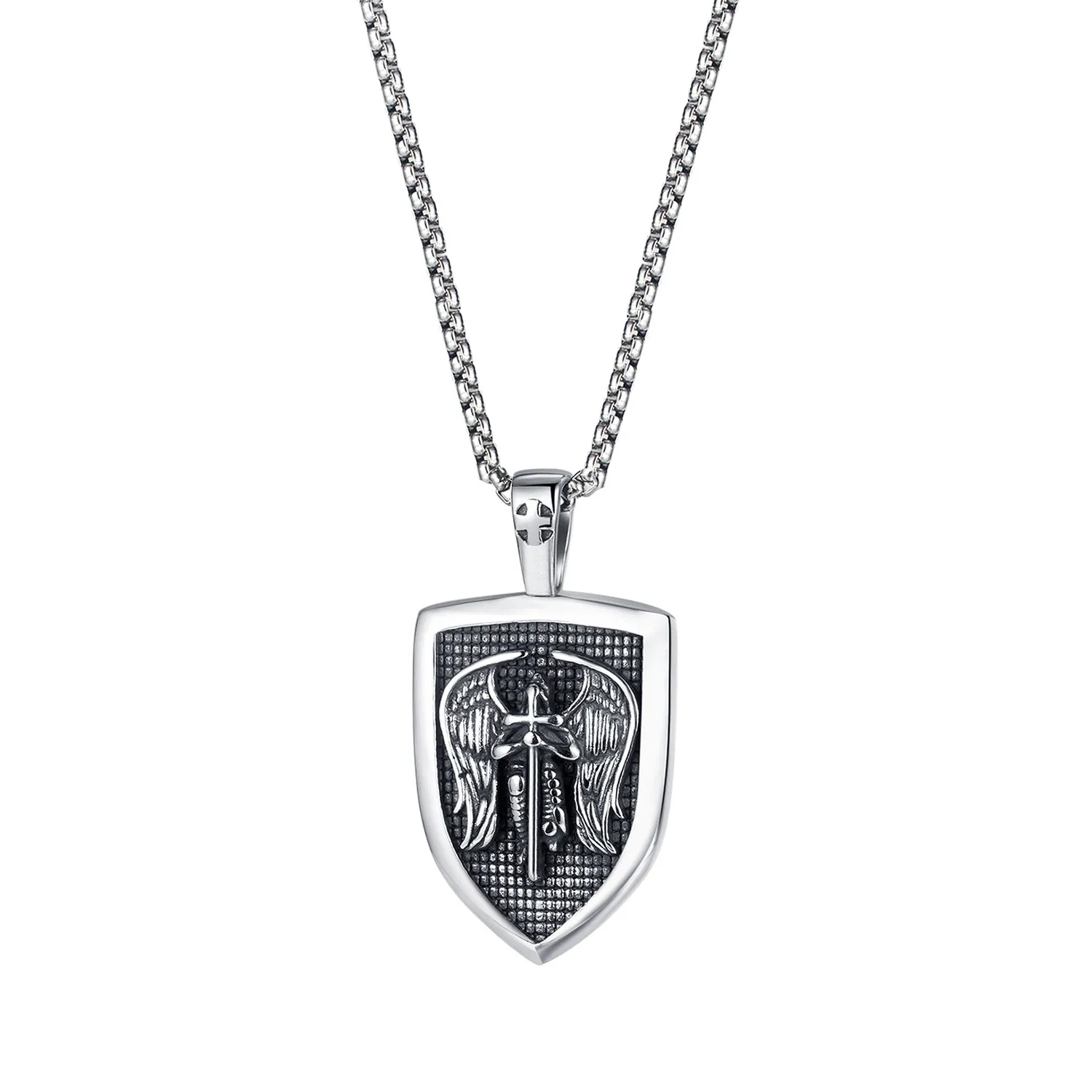 

Men’s Vintage Shield Pendant Necklace – Gothic Streetwear Stainless Steel Warrior Medallion