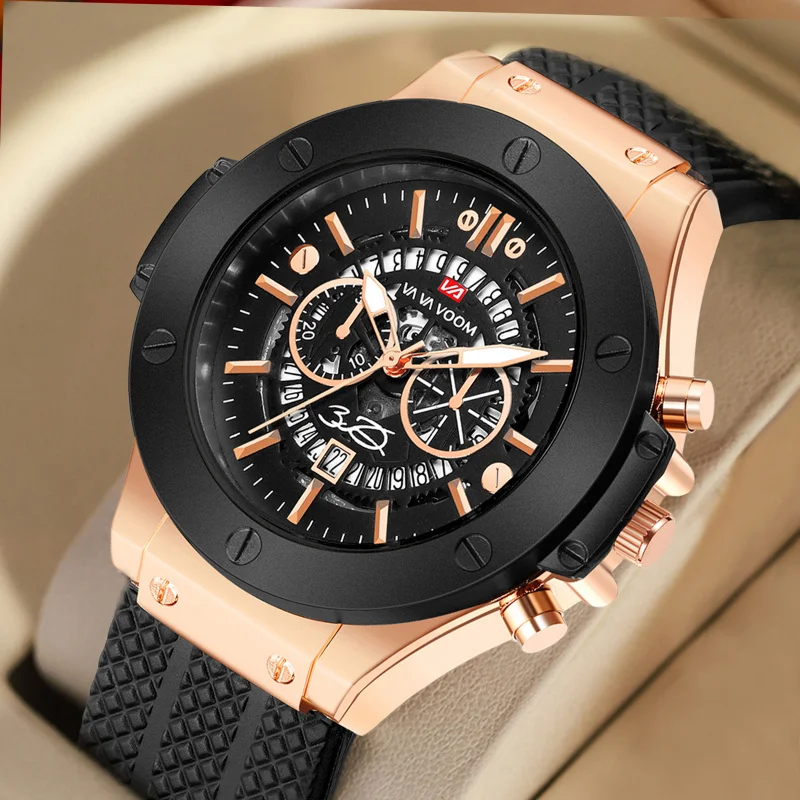 

VA VA VOOMHollow Calendarwatch menWaterproof WatchsportSports Men's Watches-Border