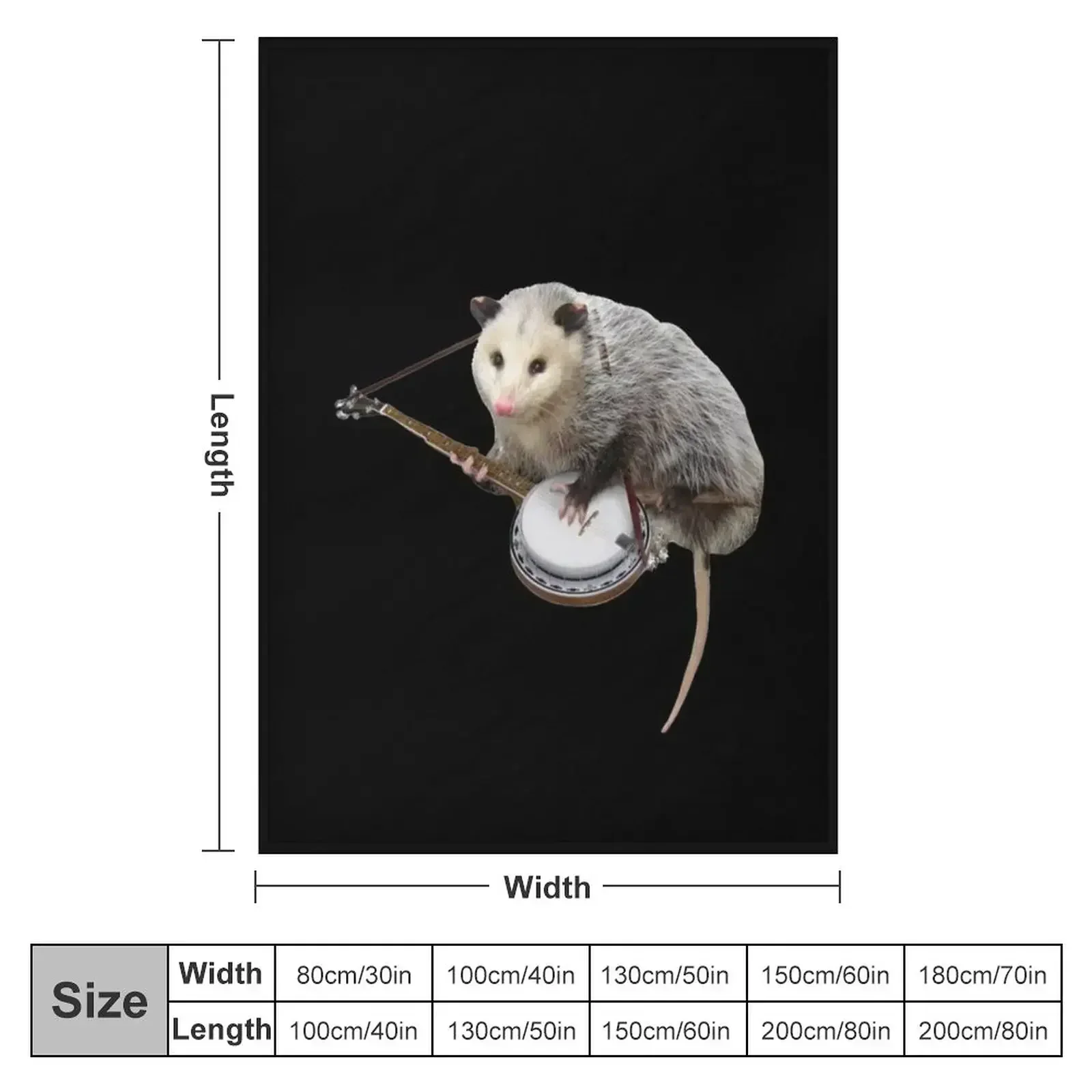 Opossum Playing Banjo Throw Blanket Tourist Travel for sofa blankets and throws Retros warm winter Blankets