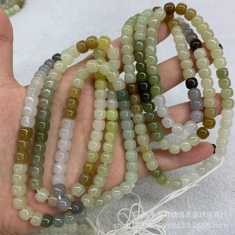 Hetian Jade Old-Style Multi-Treasure 6X7 108 Buddha Accessories Loose Beads Bracelet Jewelry