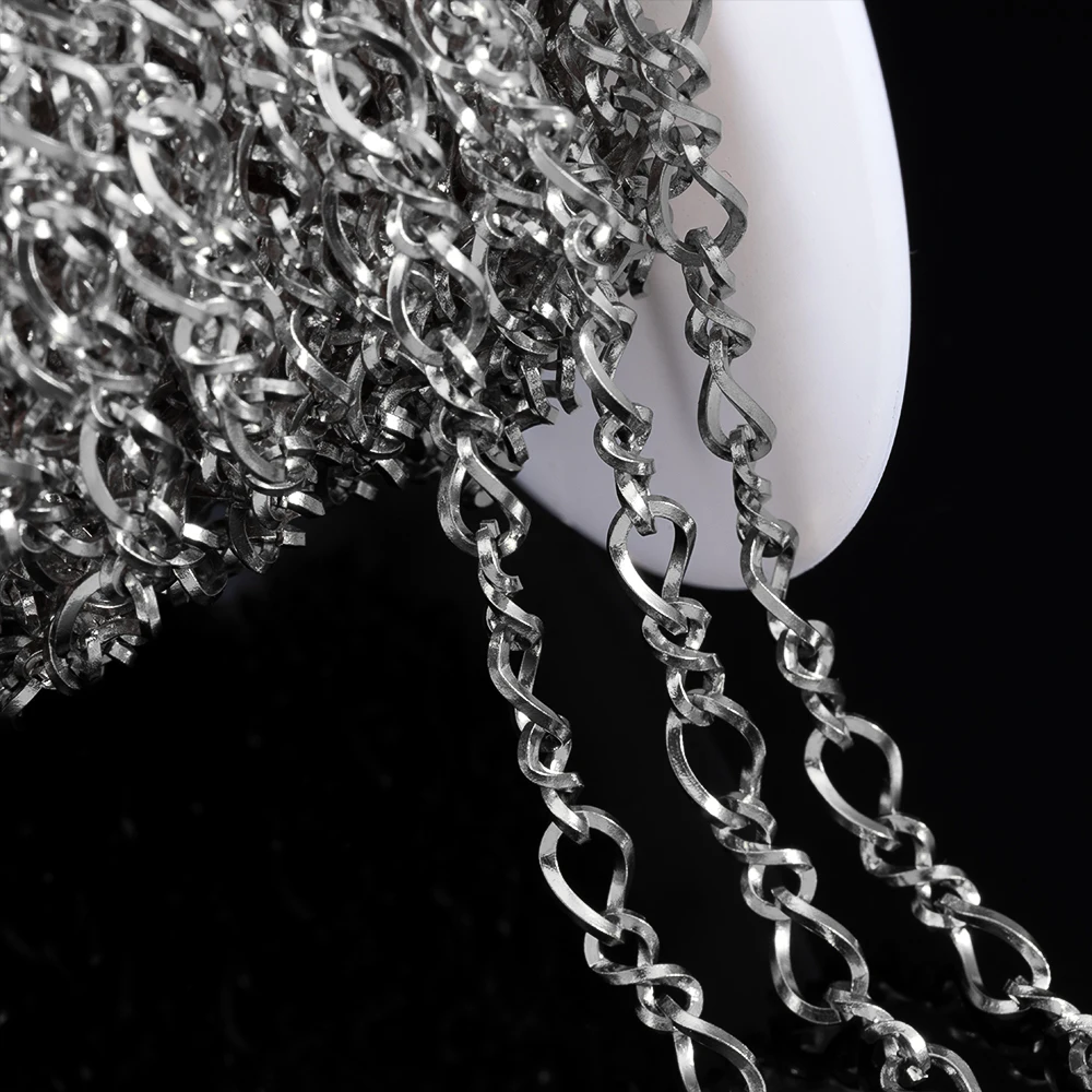1 Meter Stainless Steel Curved Ring Twisted Chain DIY Circle Chain Necklace Bracelet Body Chain Jewelry Making Supplies