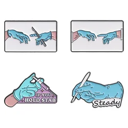 Doctor's Surgery Brooch Enamel Pins Creative IF YOU HOLD STAB Anatomy Surgery Tools Brooches Jewelry Medical Badge for Doctors