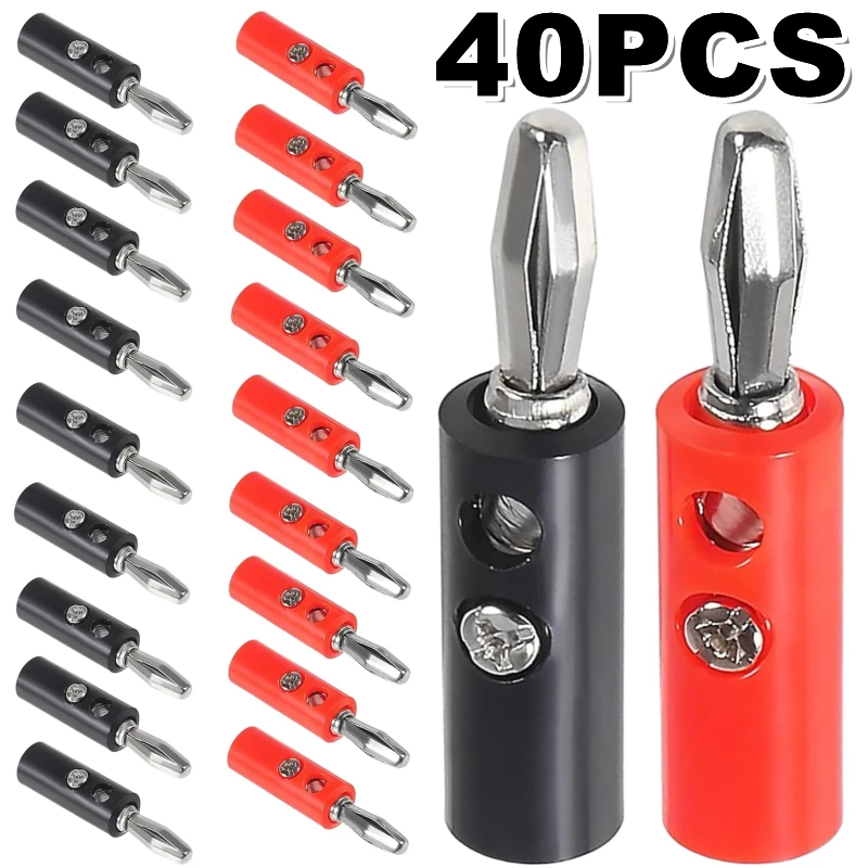 10-40pcs 4mm Banana Plug Connector Replacement Banana Head Black Red Color Nickel-plated Repair Plastic Banana Plug Adapter