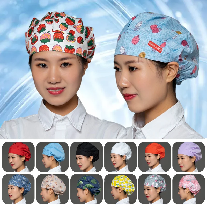 Printed Elastic Dust Chef Work Caps Food Catering Home Kitchen Anti-fume Hair Hat Moon Chemotherapy Adjustable Surgical Cap