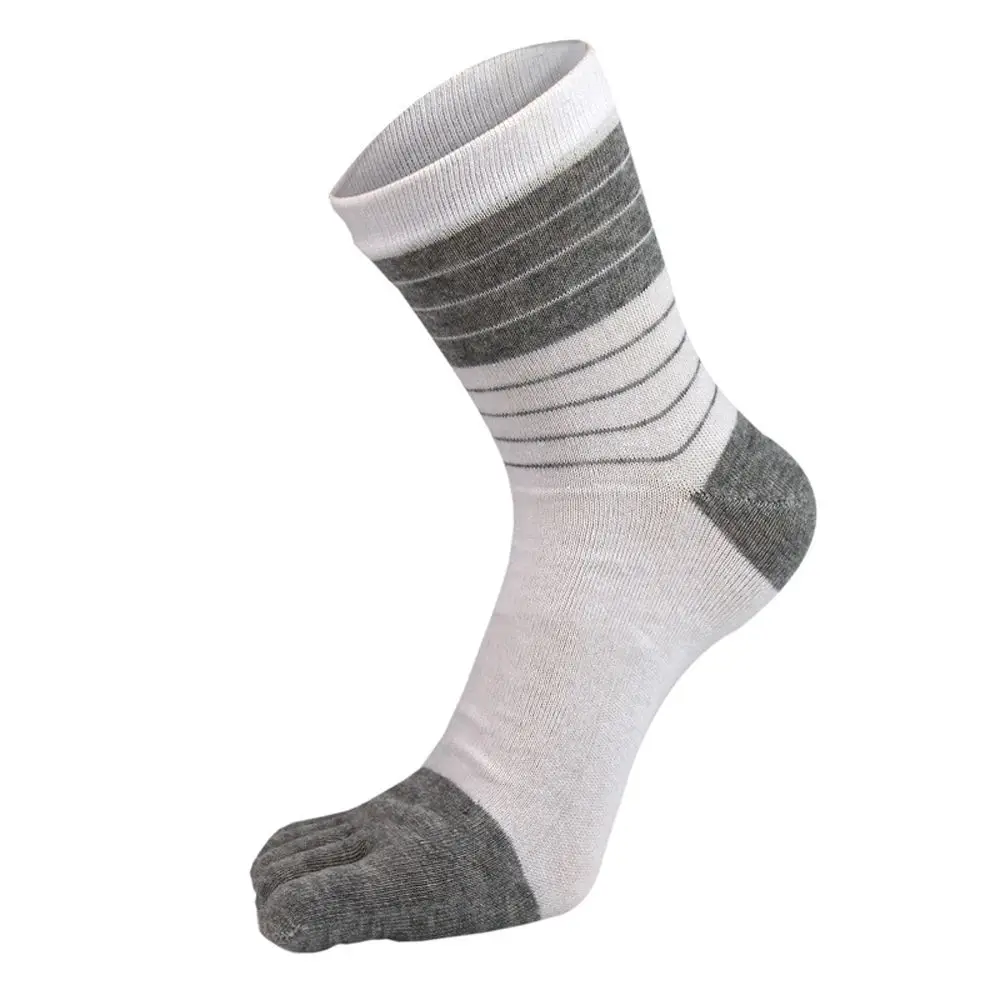 

Deodorant Sport Simple Middle Tube Cotton Casual Socks With Toes Stripe Hosiery Man Socks Five Finger Socks