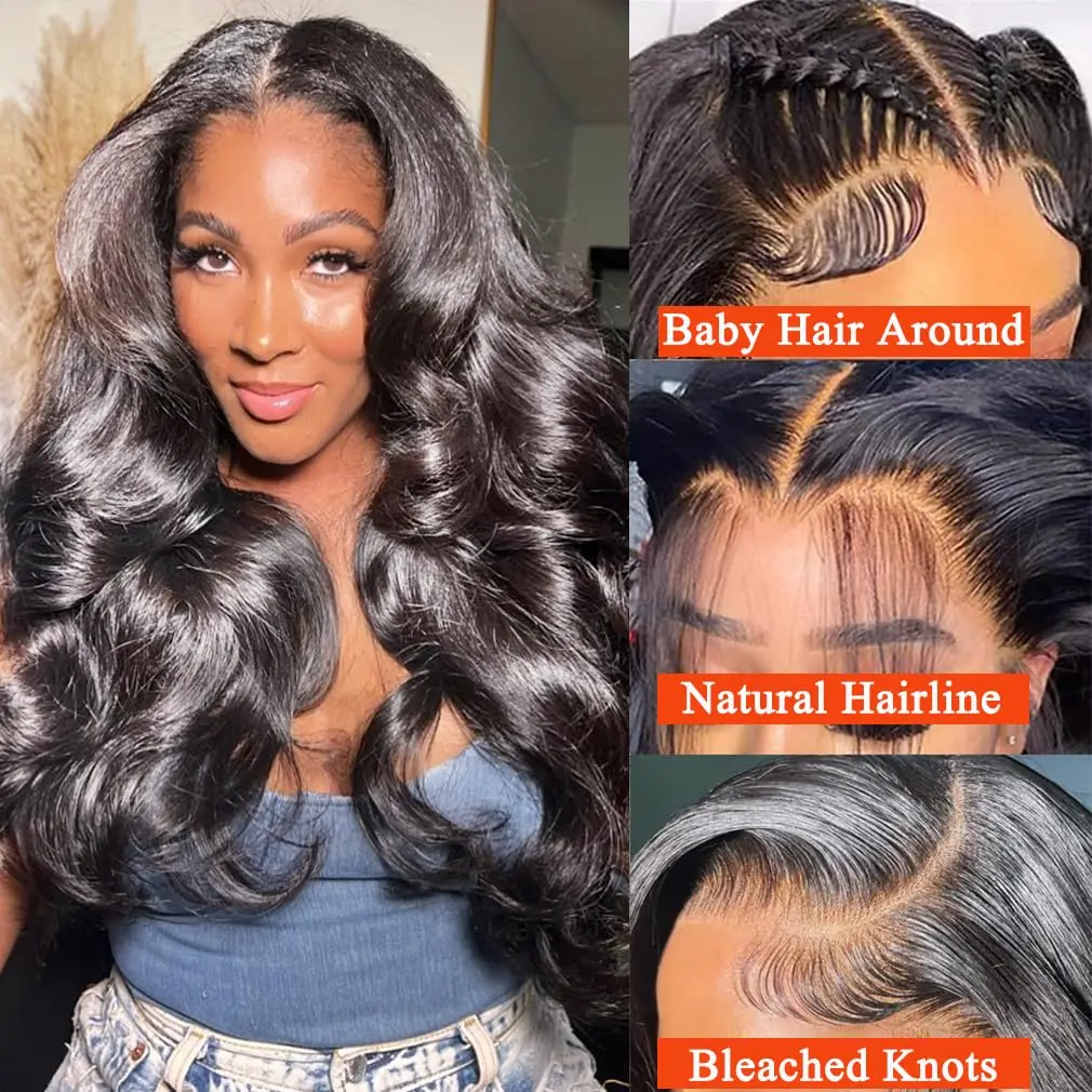 Body Wave-bundels Echt haar met sluiting 13x4 Kant Frontaal Braziliaanse bundels 100% Human Hair Extensions 26 28 30 inch Kleur # 1B