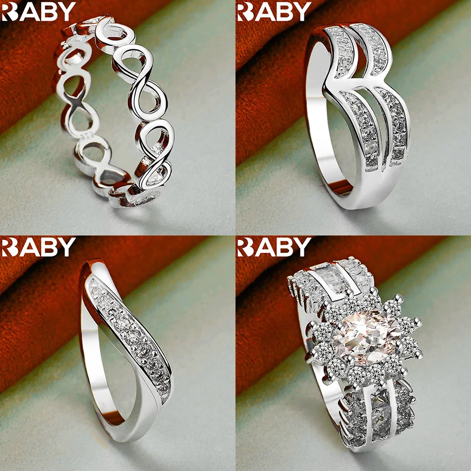 

URBABY 925 Sterling Silver Size 7-10 Zircons Ring For Women Men Fashion Jewelry Charm Grace Wedding Engagement Accessories