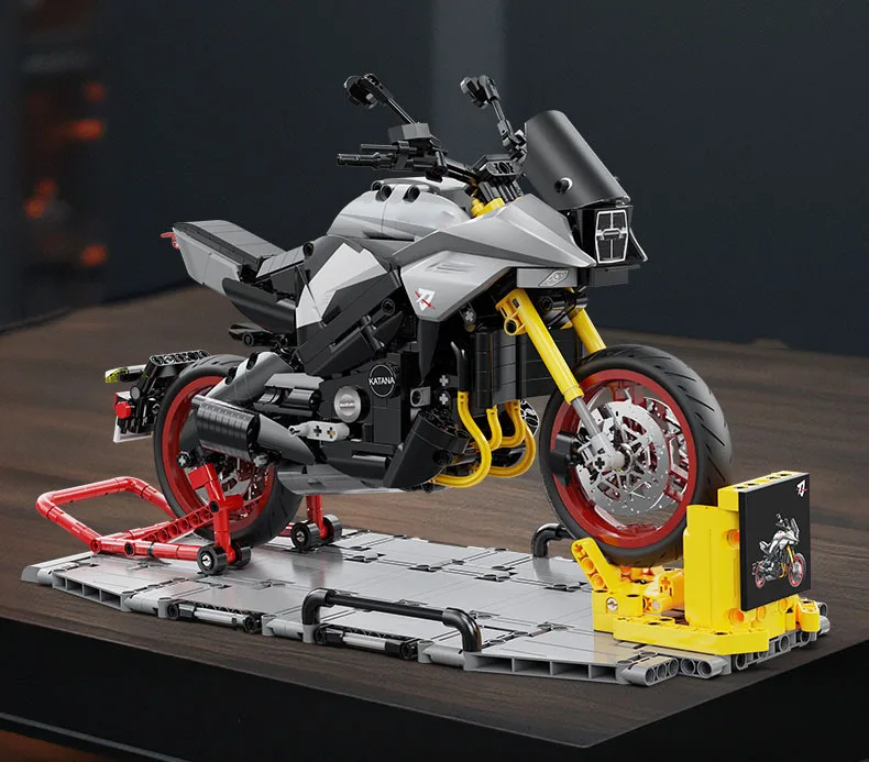 Technischer Japan-Motor-MOC-Baustein, Maßstab 1:6, 2022 Katana-Motorrad-Konstruktionsmodell, Bausteine, Spielzeug, Sammlerstück, ideal als Geschenk. – Detail 4