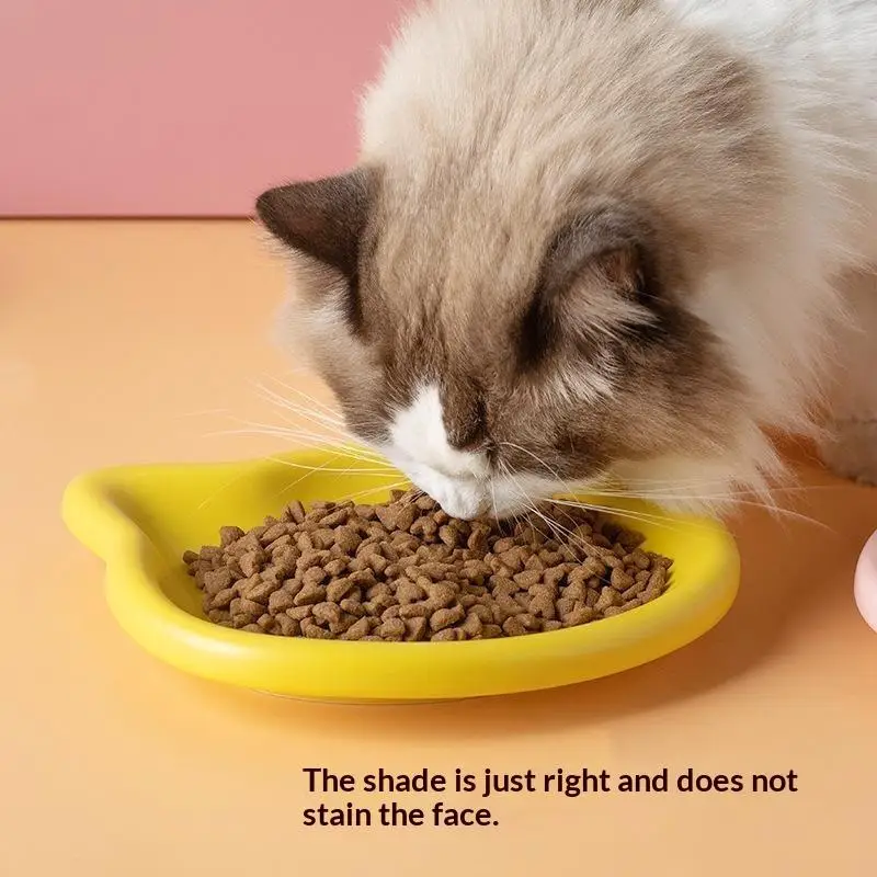 1PCS Cat-Shaped Pet Bowls Pastel Color Cute Animal Design Non-Slip Pet Food Dish Ideal For Cats Trendy Pet Accessory For Home