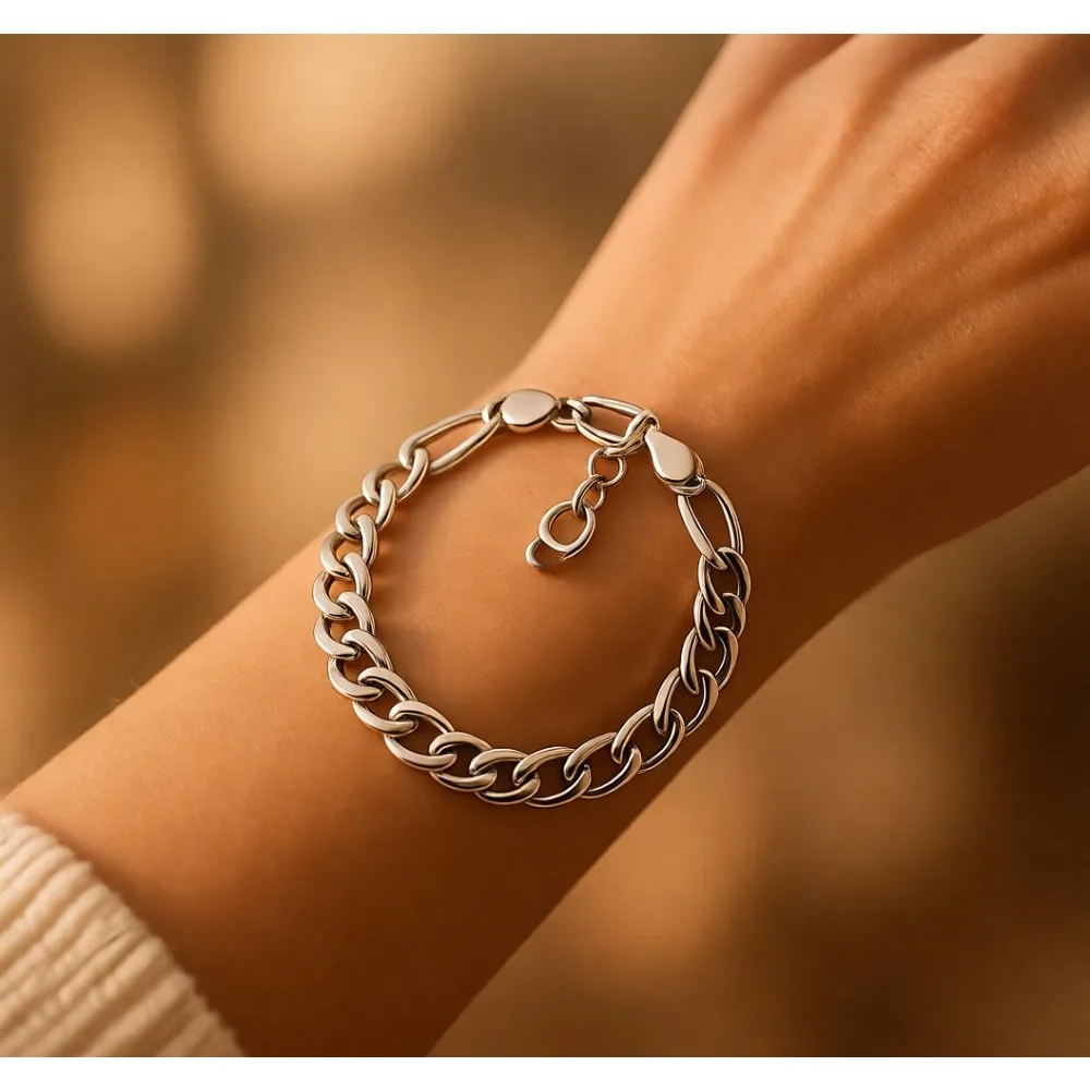 

Браслет-цепочка из цельного серебра 925 пробы с итальянским алмазным огранением, модель Фигаро, для мужчин и женщин, 7, 7.5, 8, 8.5, 9 дюймов