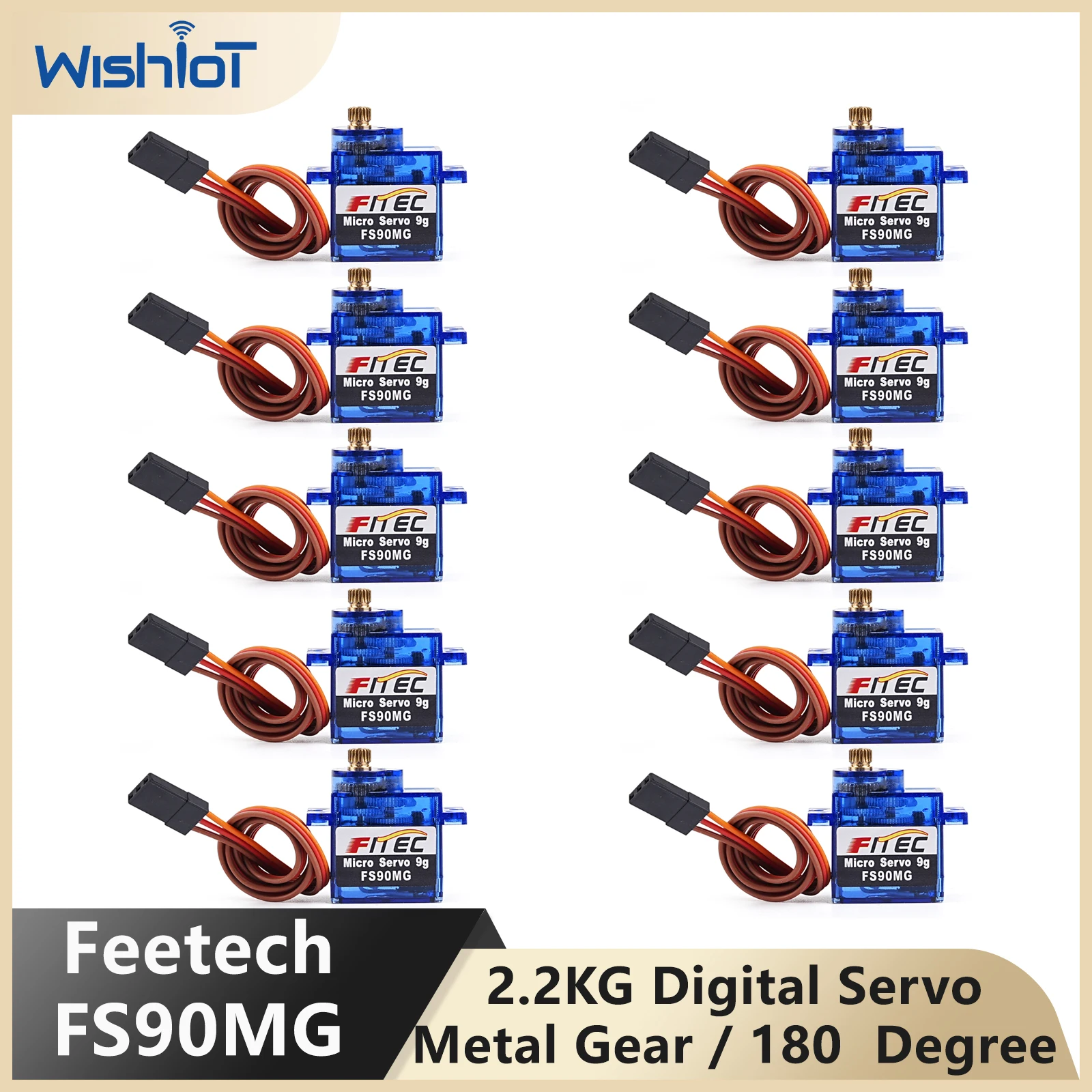 Feetech FS90MG 2.2KG 9g Digital Servo Metal Gear Micro Servo Motor 4.8-6V 180 Degree for 450 Helicopter Robot RC Car Mircobit