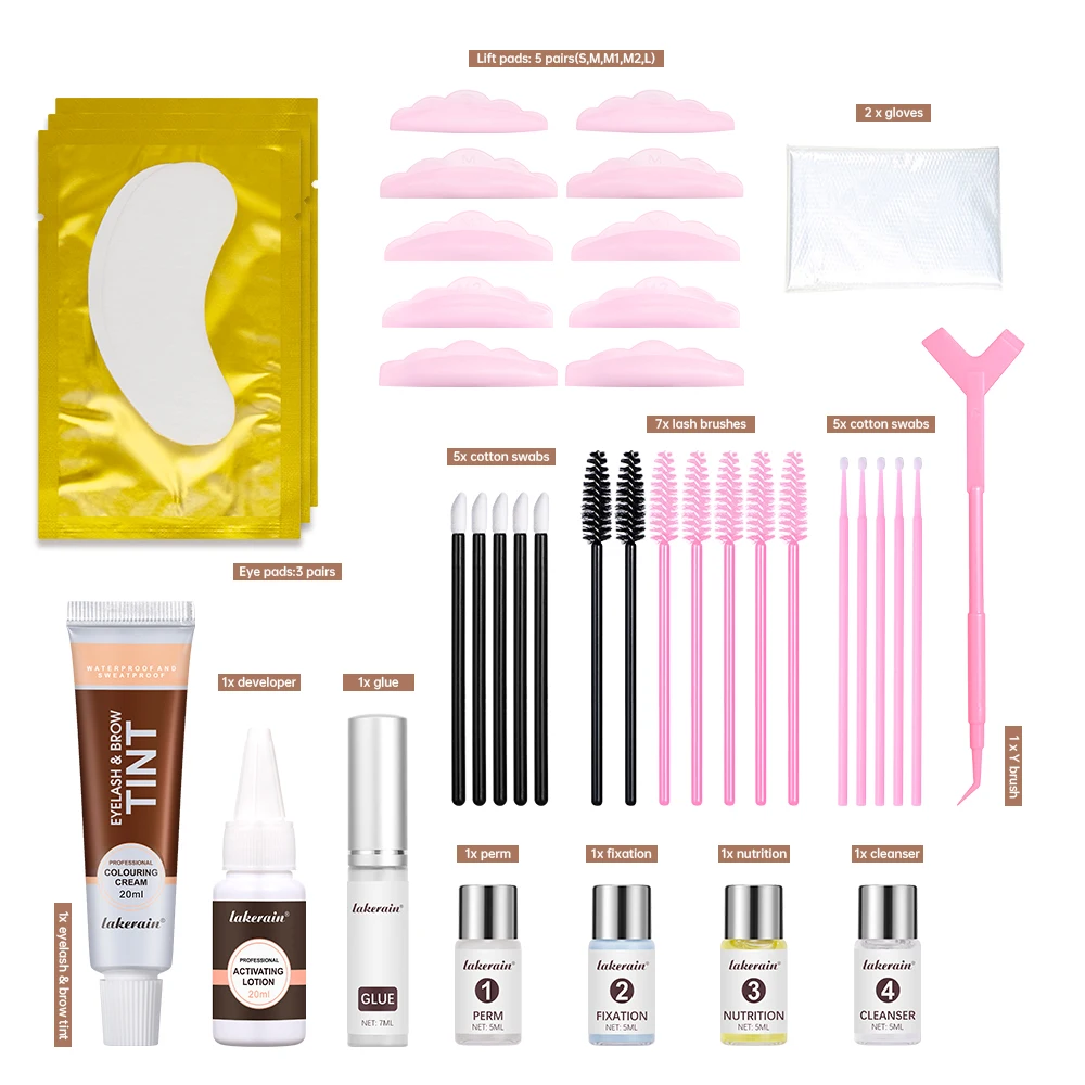 Lakerain Lash Fast Lift And Tint Kit Brighten Eyes Create 3D Natural Eyebrow Professional  Lashes Tint Brow Dye Eyes Makeup Tool