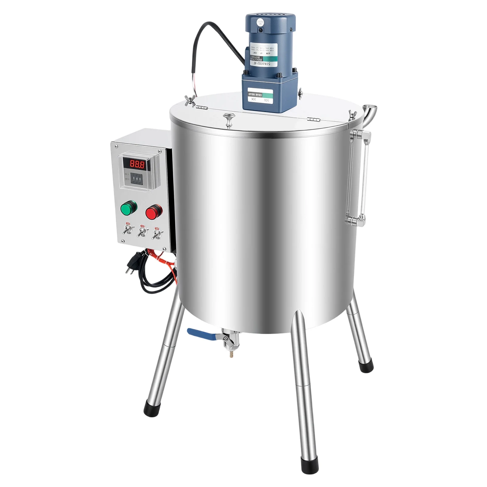 30L/ 8Gal Heating Mixing Filling Machine W/ Stirrer, 304 Stainless Manual Cream Filling Tank for Dissolve & Fill Creams& Liquid