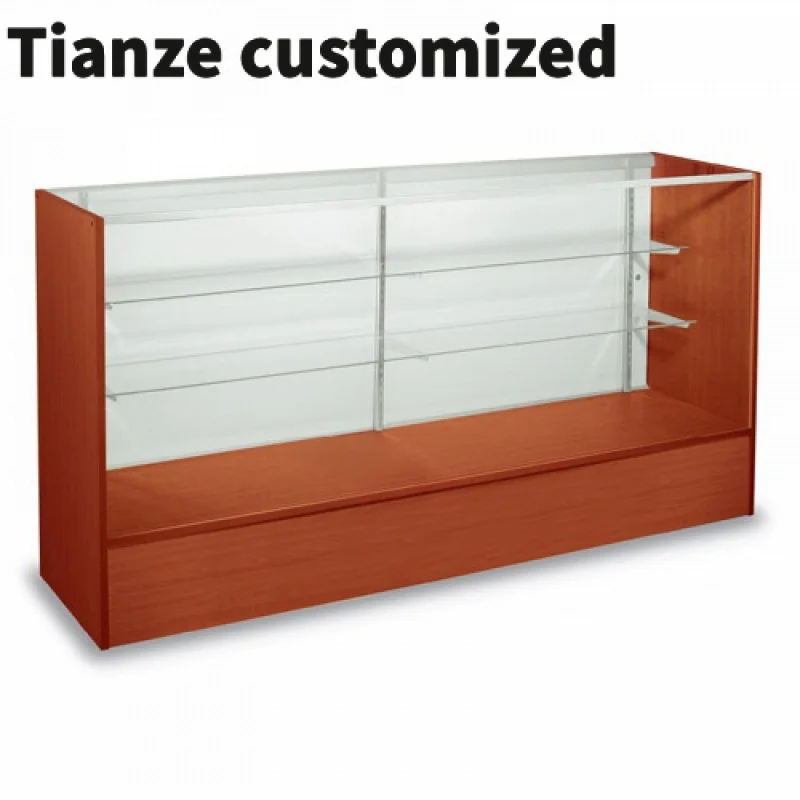 Customized-Cherry 6ft Glass Counter Knocked Down Smoke Retail Shop Display Cabinet with LED Light