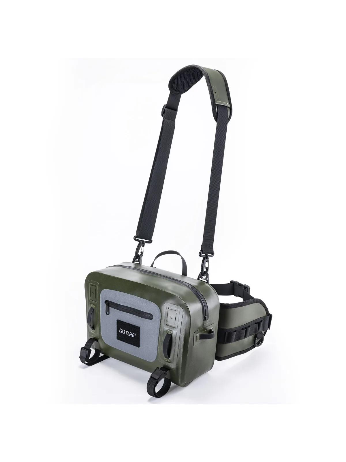 Goture IPX8 100% waterdichte vliegvisgerei tas Lichtgewicht 840D TPU Multifunctionele halter heuptas Tas met grote capaciteit - afbeelding 2
