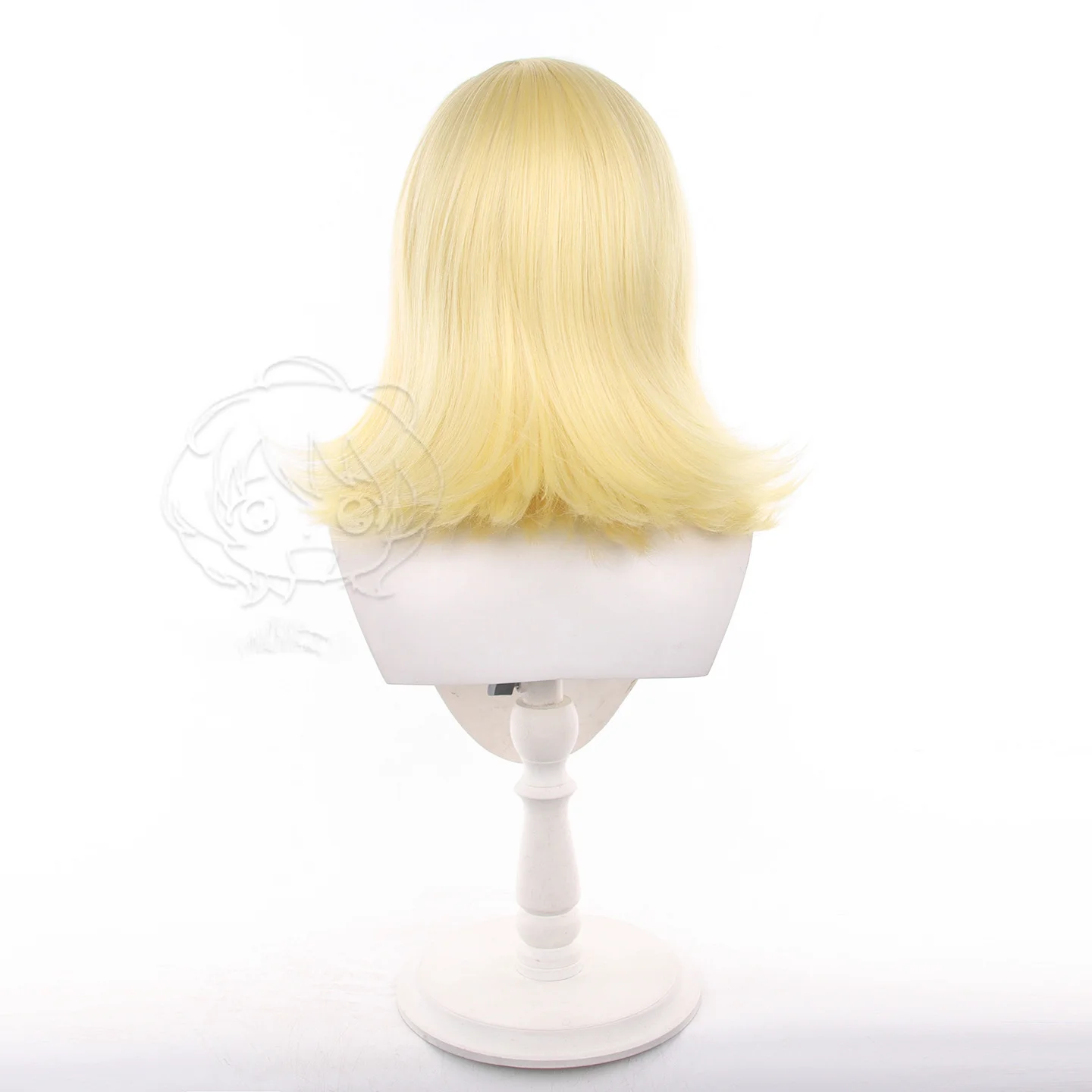 JJBA Lucy Steel Cosplay Wig Golden Blonde Short Synthetic Hair with Top Scalp Flipped Style Halloween Anime Show Wigs