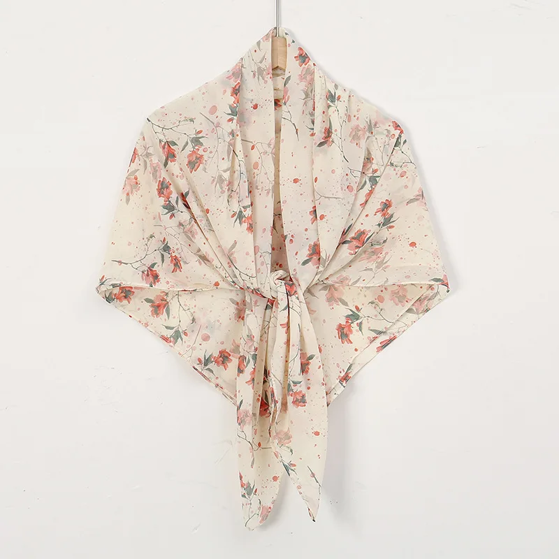 Hot-Selling Popular Ethnic Style Flower Pearl Print Headscarf Large Size Square Scarf Women
