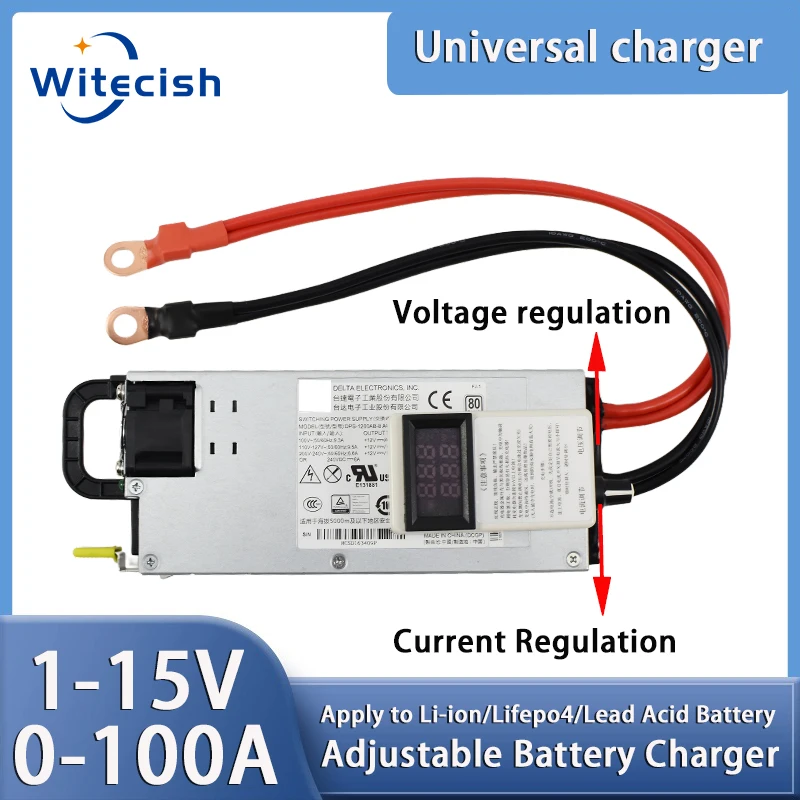 14.6V Lifepo4 Charger 60A 100A 12.6V 60A 100A Lithium Battery 14.7V Lead Acid Battery 0-15V Adjustable Quick Fast Adapter
