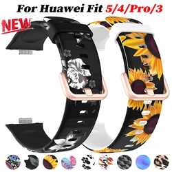 Pattern Strap for Huawei Watch Fit 5 4 Pro Universal Bracelet Silicone Floral Band for Huawei Fit 5 4 3 Print Sport Band Women