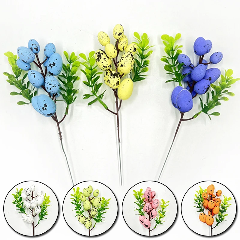 Colorful Easter Egg Tree Branch DIY Painting Egg Artificial Flower Plant Easter Wedding Festival Party Supplies Home Vase Decor