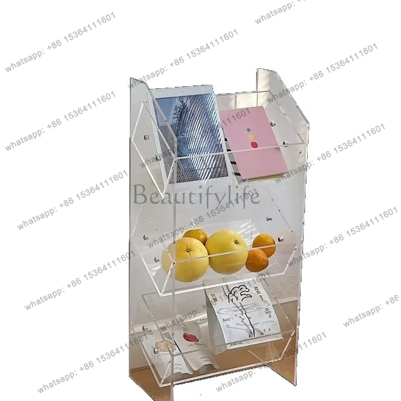 multi-layer storage rack acrylic edge several high transparent Internet celebrity living room kitchen bookcase