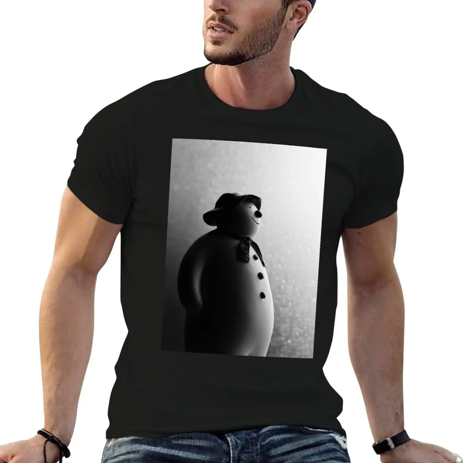 Black & White Christmas Photograph The Snowman Raymond Briggs T-Shirt