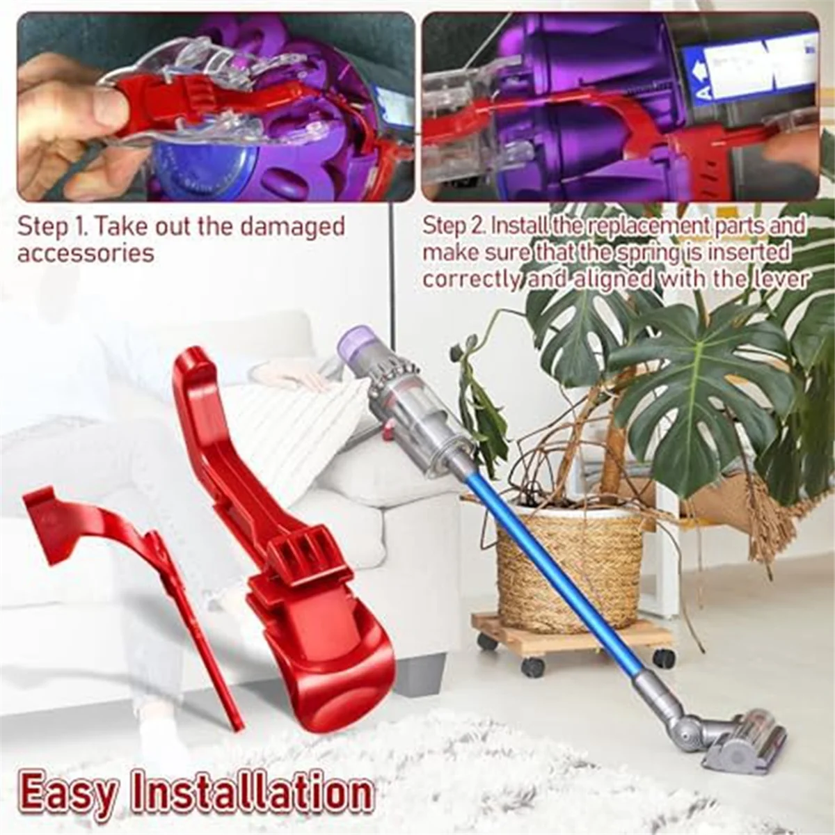 Clip di cattura per pulsante di rilascio del contenitore rosso sottovuoto HOT per Dyson DC41, DC41 Animal, DC41 Animal UK, DC43, DC55, DC65