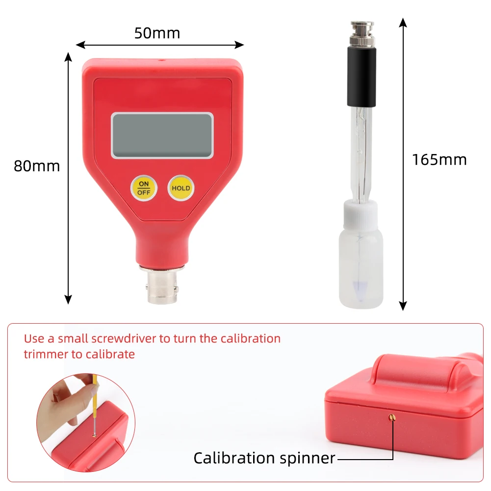 Misuratore digitale di pH per alimenti Tester dietetico per pH del terreno con elettrodo in vetro affilato Strumento di analisi della qualità dell'acqua per acquario di formaggi, latte e acqua