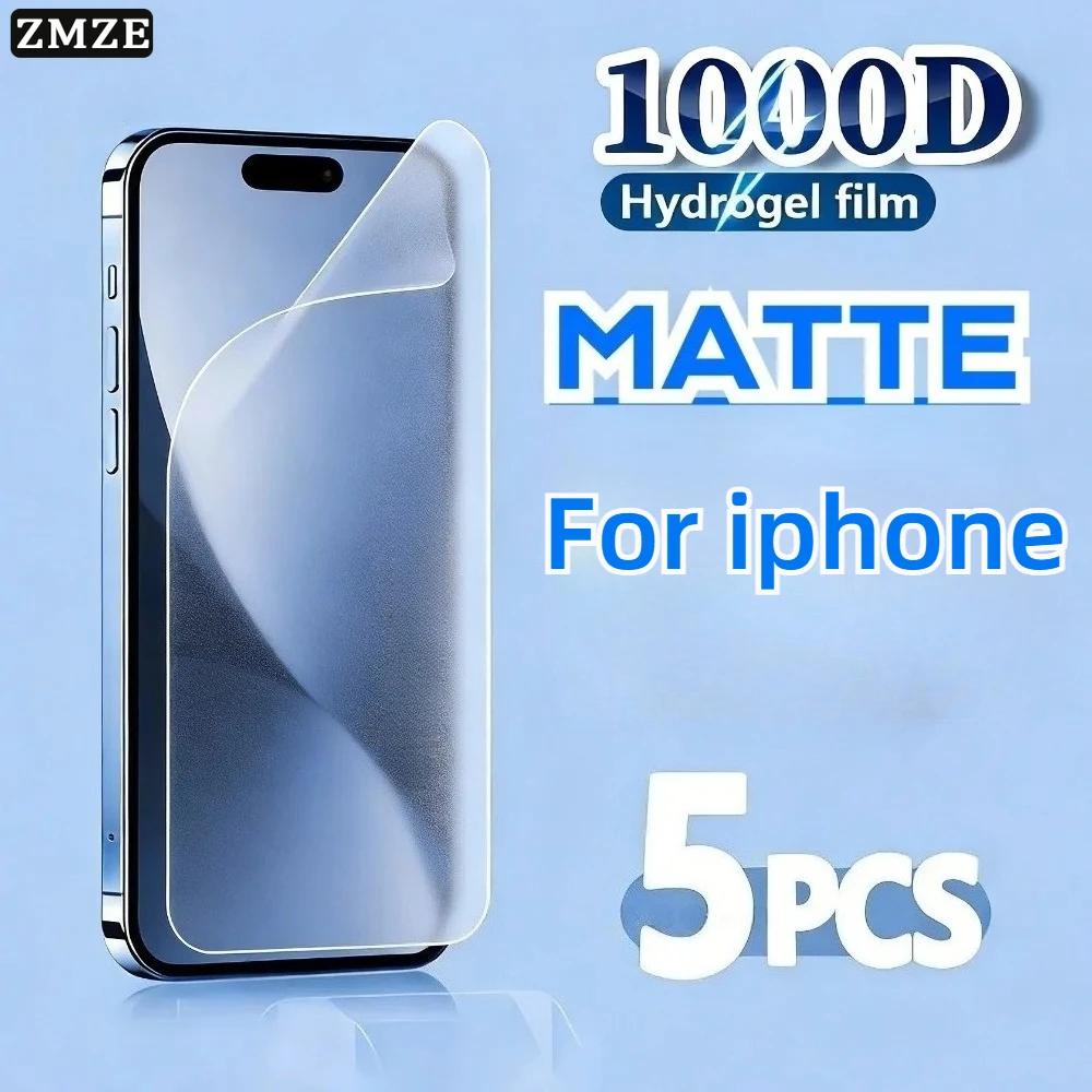 5 Películas de Hidrogel Fosco Ultrafino para iPhone 17E 17 Pro Max Air - Protetor de Tela para iPhone 17 16 15 14 13 Anti-Impressão Digital