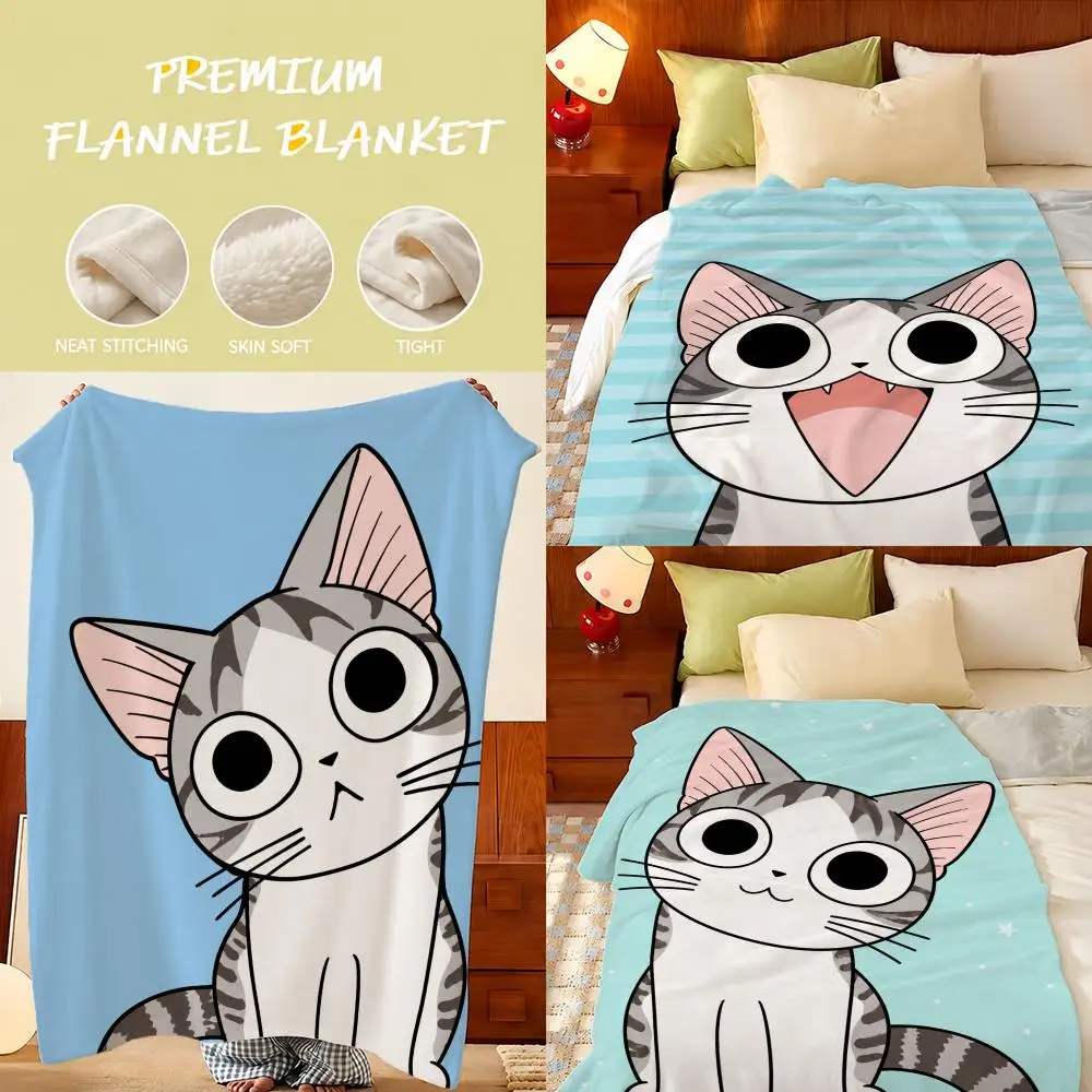 Anime Chi's Sweet Home Throw Plush Flannel Throw Blanket, Sofa Bed Travel Picnic Home Textile Decor