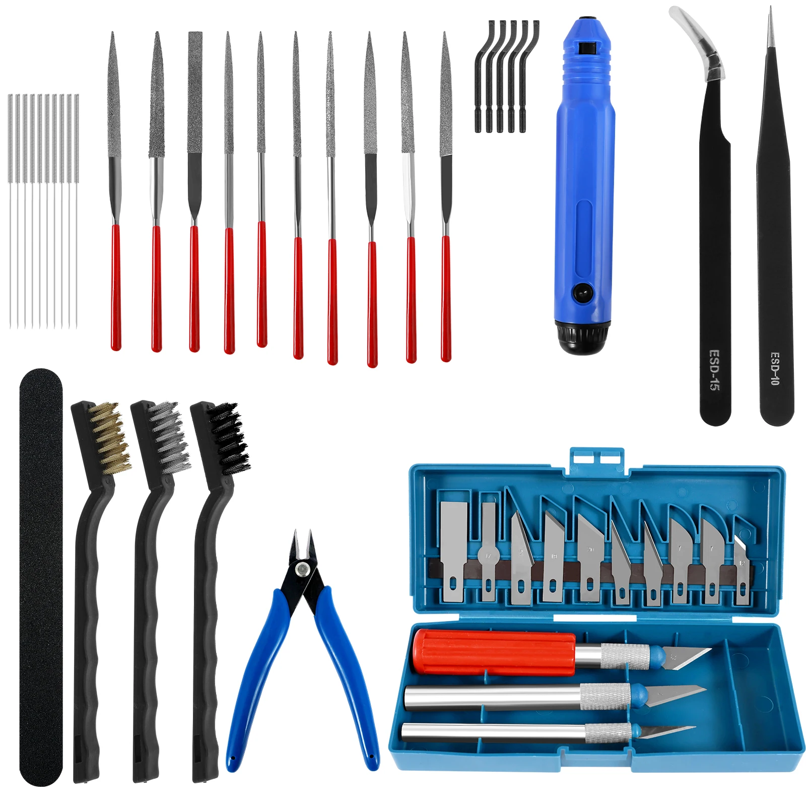 46 件 3D Printer Tool Kit Multipurpose 3D Printer Accessories Set Durable Removal and Cleaning Tool with Cleaning Tool Deburring