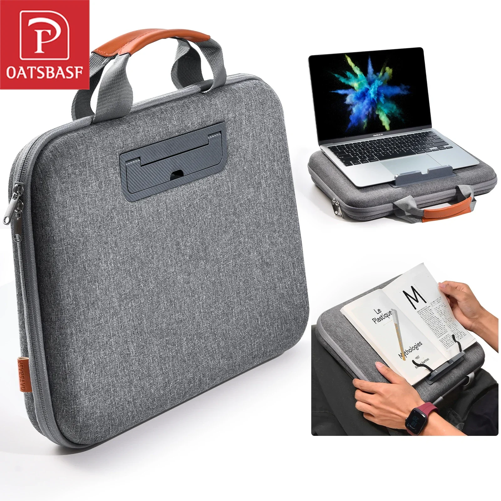 Oatsbasf Portable Laptop Bag Multifunctional Storage Case Book Holder Laptop Stand Tablet Bracket Notebook Table Computer Bag