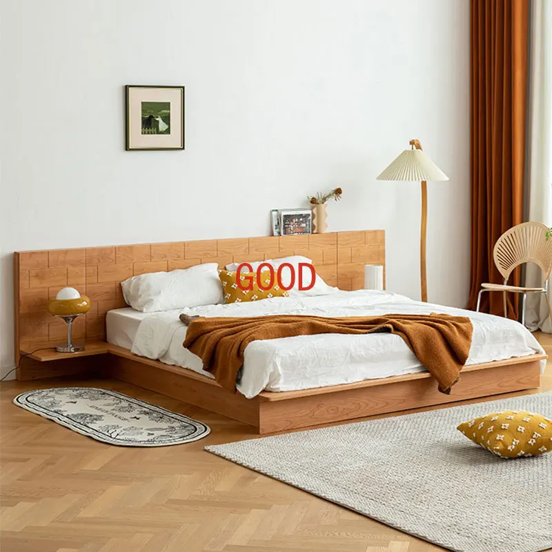Master Bedroom Japanese Simple Small Apartment Double Solid Wood Bed