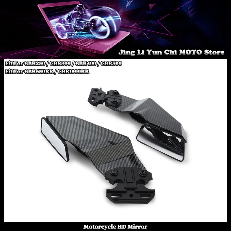 Motorcycle Adjustable Side Wing Spoiler Fairing With Rear View Mirror Fit For HONDA CBR250 CBR300 CBR400 CBR500 CBR 650RR 1000RR