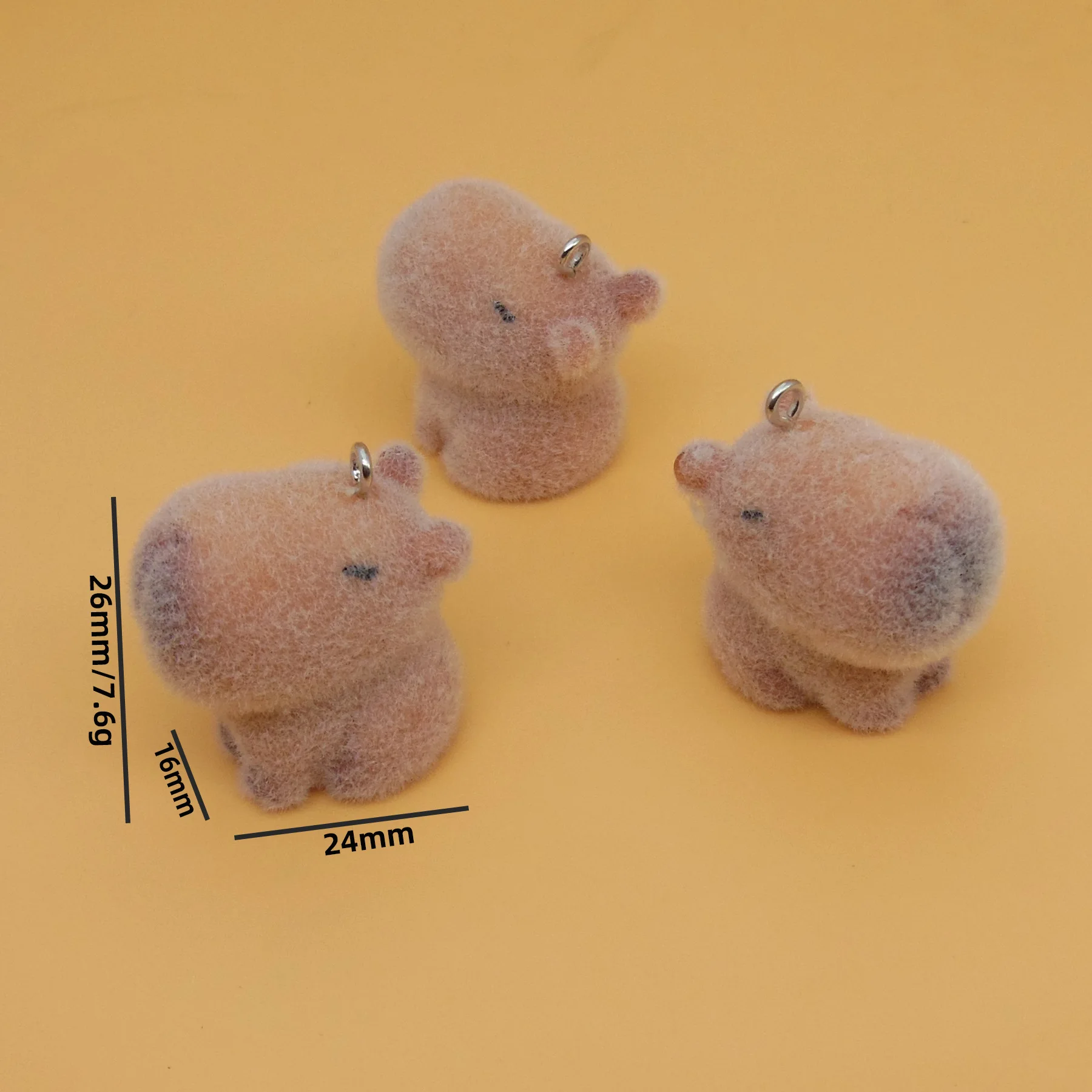 30pcs 3D Flocking Resin Kitten Puppy Flamingo Charms Kawaii Animal Pendant for Keychain Earring Making DIY Jewelry Accessories