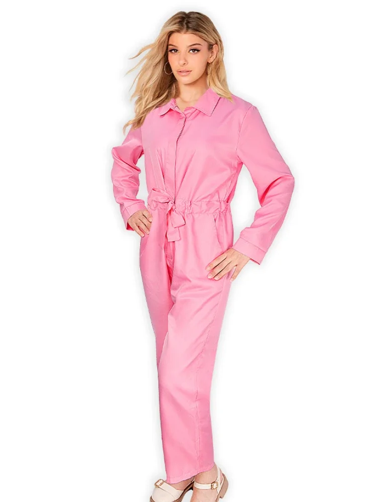 Teddy Jumpsuit Women\'s Outfits Pink Long Sleeved Cosplay Doll Role-playing Set Movie Costume Female Clothing Spring 1-pcs Set