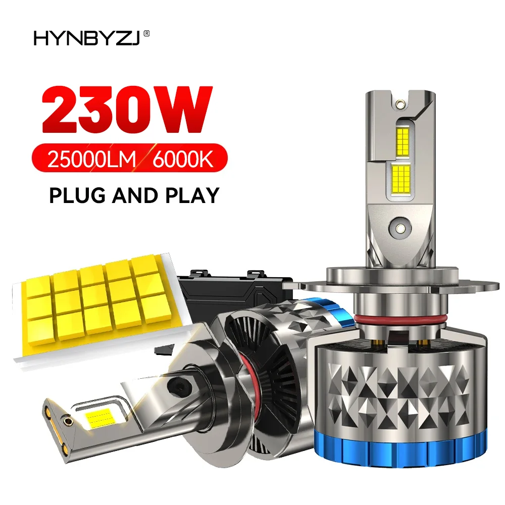 HYNBYZJ 230W H7 H4 H11 LED Headlight 8890 CSP Canbus H1 H8 9005 HB3 9006 HB4 9012 HIR2 Turbo Lamp 6000K Car Light