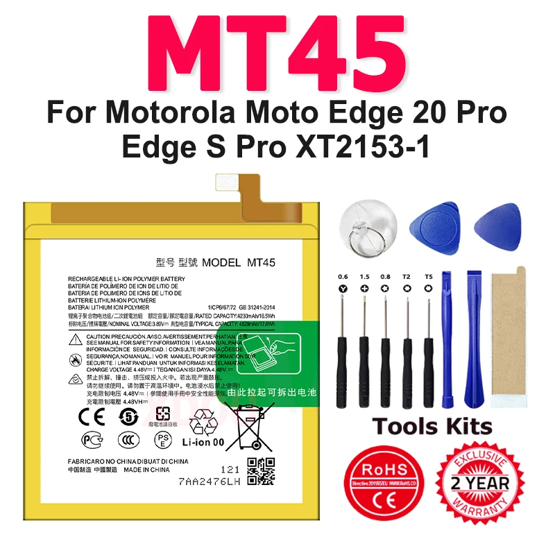 

New MT45 4520mAh Battery For Motorola MOTO Edge 20 Pro / Edge S Pro XT2153-1 Phone Batteria With Free Tools
