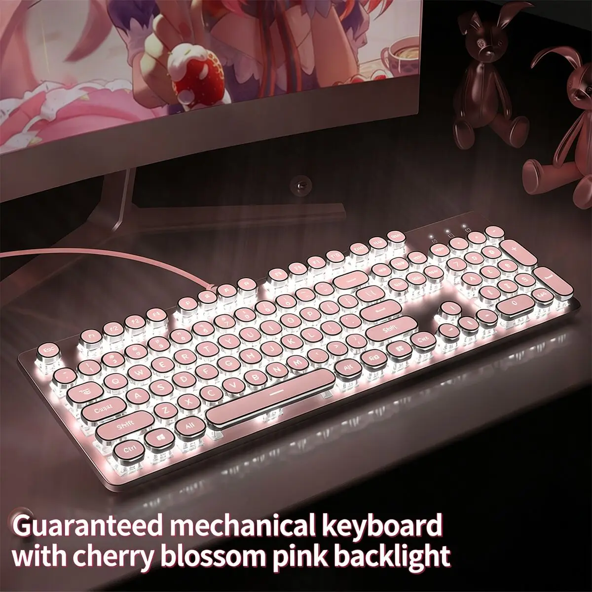 108 Keys Punk Retro Cyan Switch Mechanical Keyboard Wired RGB Backlit Ergonomic Anti-Ghosting for PC Laptop Gaming Computer