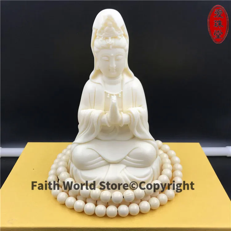 GOOD buddha--HOME Spiritual protection Bless family safe health # Handmade carving Guanyin Buddha statue Artwork--free ship