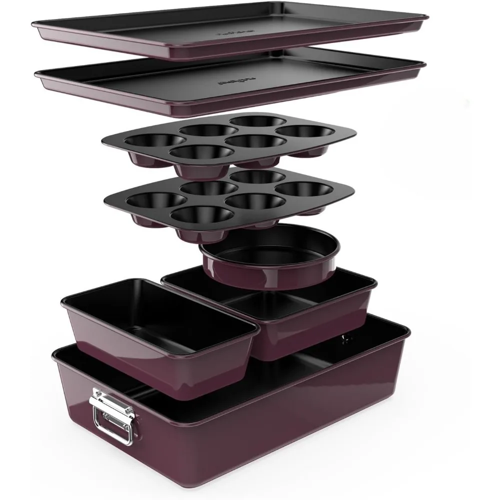 

8-Piece Nonstick Bakeware Set, Oven Safe to 450°F, Stackable Design for Easy Storage