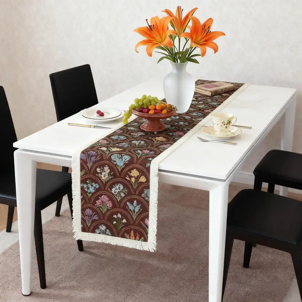 Table Runner with Tassels Cotton Table Runner Cotton Linen Table Runner Mat for Dining Table TV Cabinet Center Table
