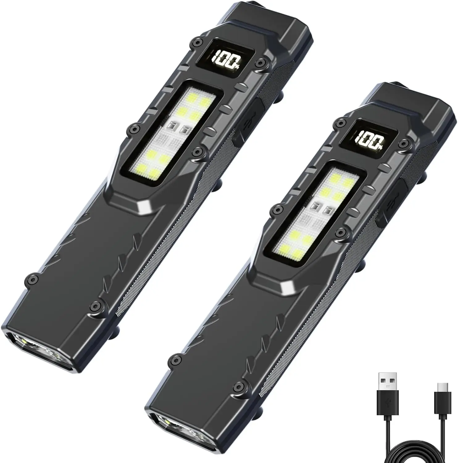 

Тактический фонарик EDC DT007, 7-режимный, 1500LM, перезаряжаемый светодиодный фонарь USB-C с цифровым дисплеем, IPX5, боковой фонарь и зажим, черный