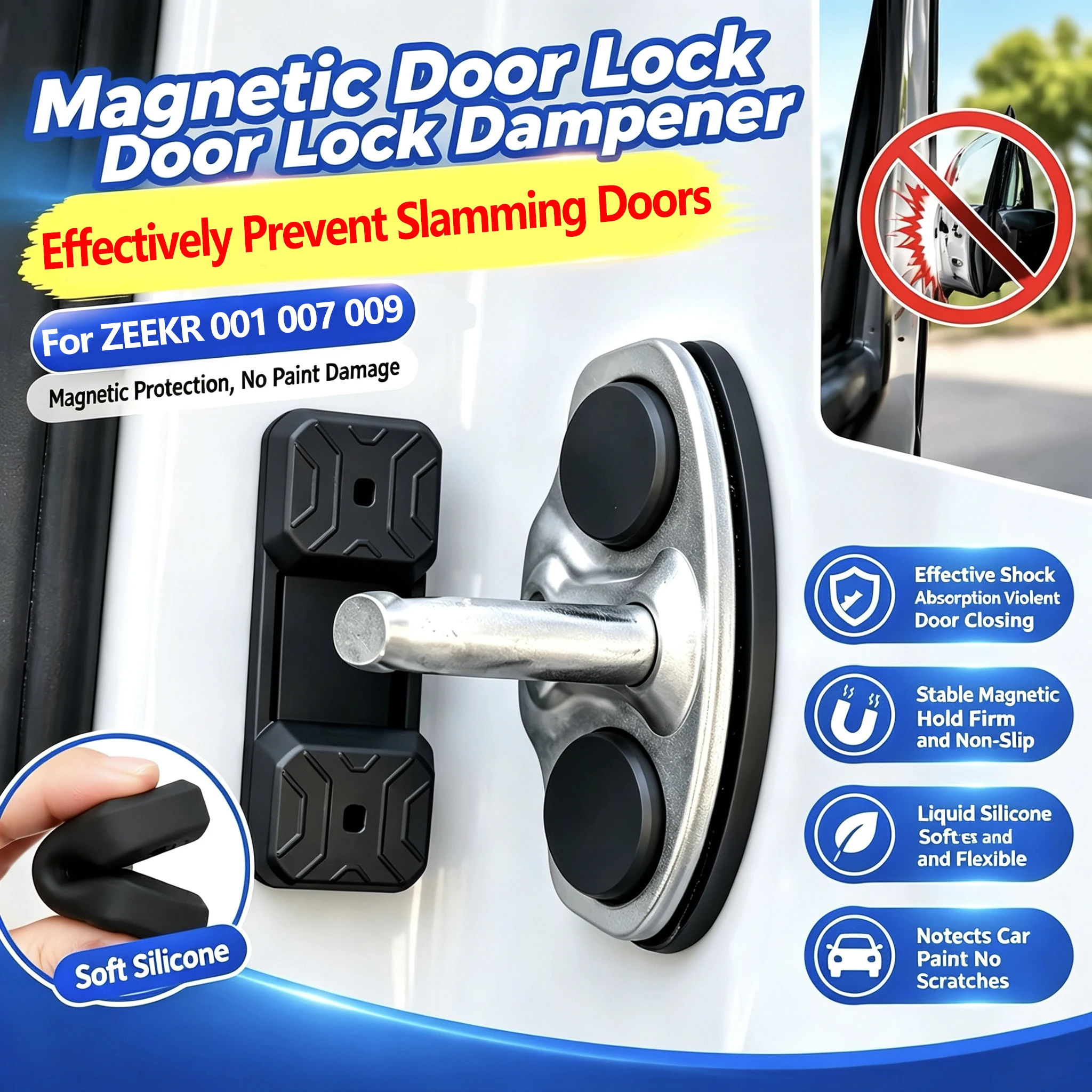 NEW Magnetic Silicone Door Lock Dampener Pads For ZEEKR 007 008 009,Noise Reduction Buffer Shock Absorption Interior Accessories