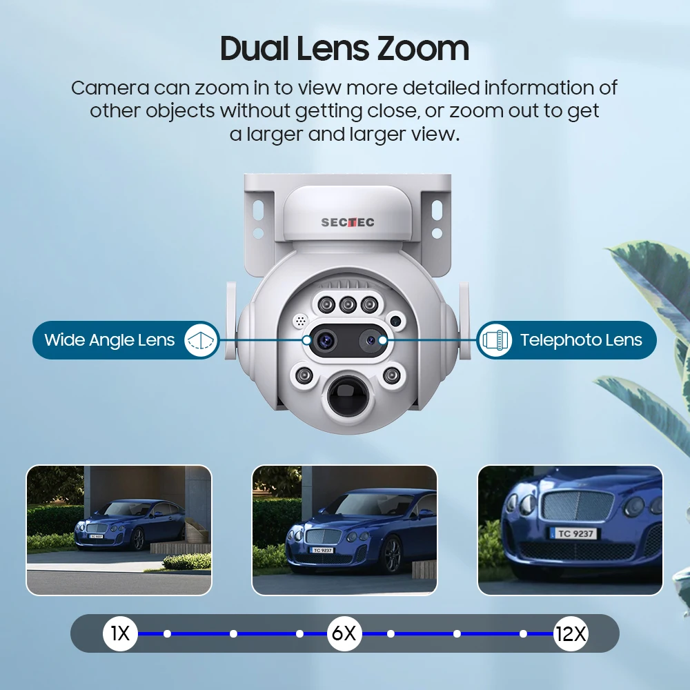 Mini 4G 6MP Dual Lens With 12X Zoom Surveillance Outdoor Security Camera Alarm Linkage Dual Lens Camera CCTV 4G Solar PTZ